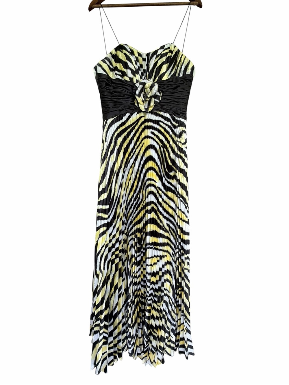 Night Moves Strapless Pleated Animal Print Cocktail Dress
